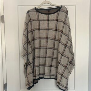 Ann Taylor Black and Brown Trimmed Poncho